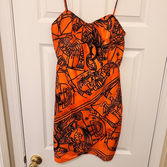 Anthropologie Aryn K. Dresses & Skirts - Aryn K.100% Silk Dress For Anthropologie Burnt‎ Orange and Black Sz Small